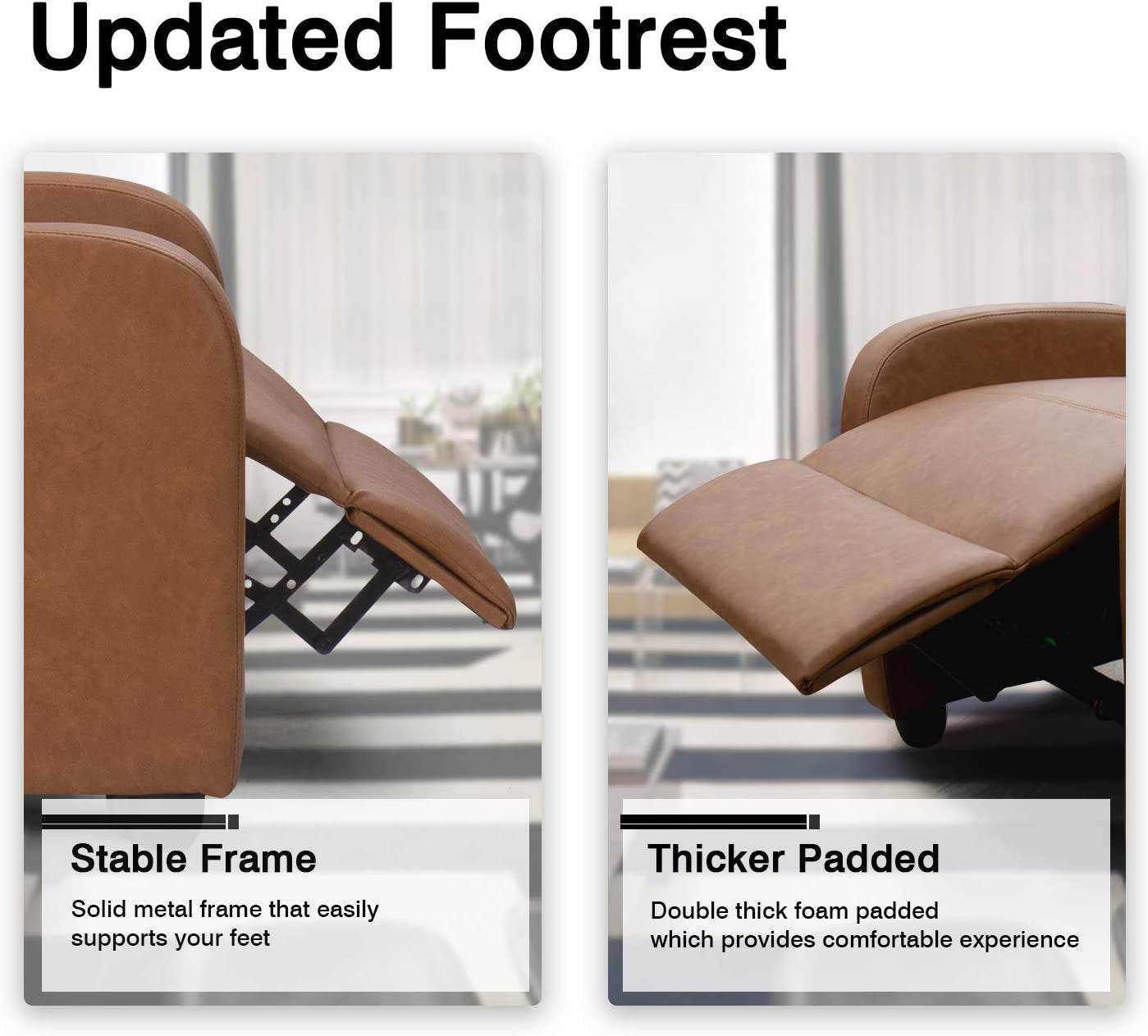 Padded Seat Leather Recliner Chair (Khaki) - Loft&Timber