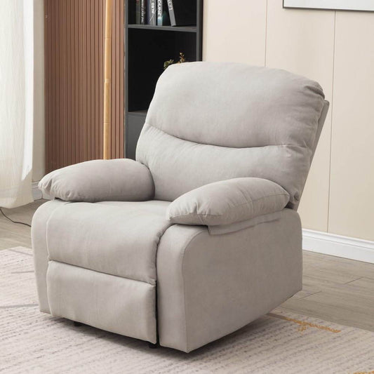 Manual Recliner Chair Fabric Armchair, Adjustable Reclining Chair Single Padded Seat Recliner Sofa for Living Room Office Lounge (Light Gray) - Loft&Timber