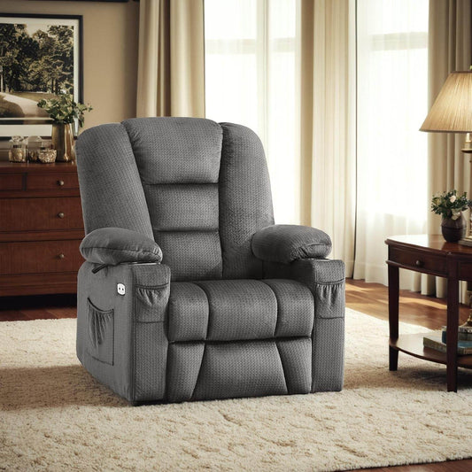 Power Lift Recliner Chair with Massage (Medium, Grey) - Loft&Timber
