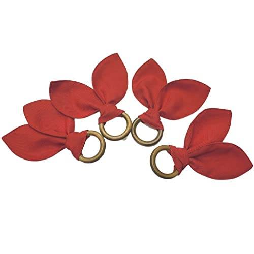 Maison Charlo | Set of 4 Red Bunny Ears Napkin Rings | Easter Decorations for Table - Loft&Timber