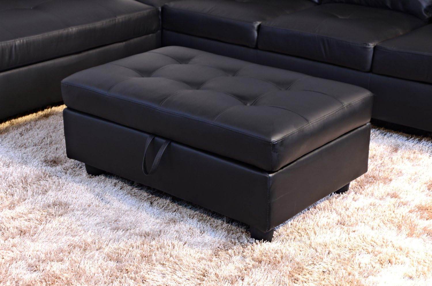 Beverly Fine Funiture Sectional Sofa Set, 91B Black - Loft&Timber