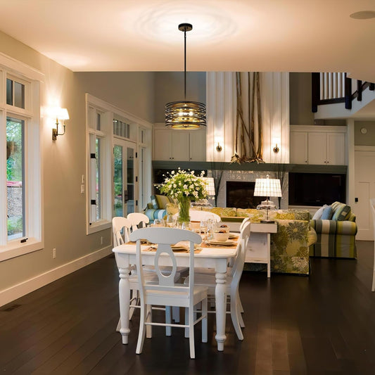 12.6" Silver Drum Pendant Light Gold Interior - Loft&Timber