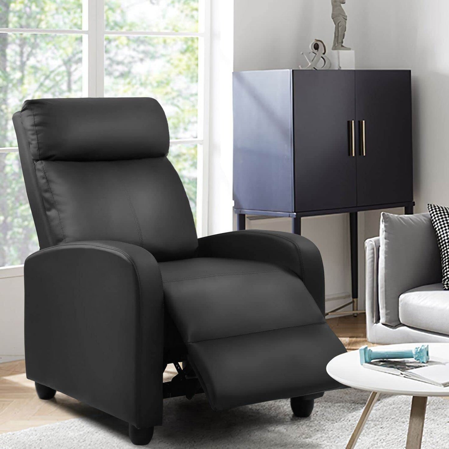 Recliner Chair, Home Theater Seating, Black, Padded Cushion - Loft&Timber