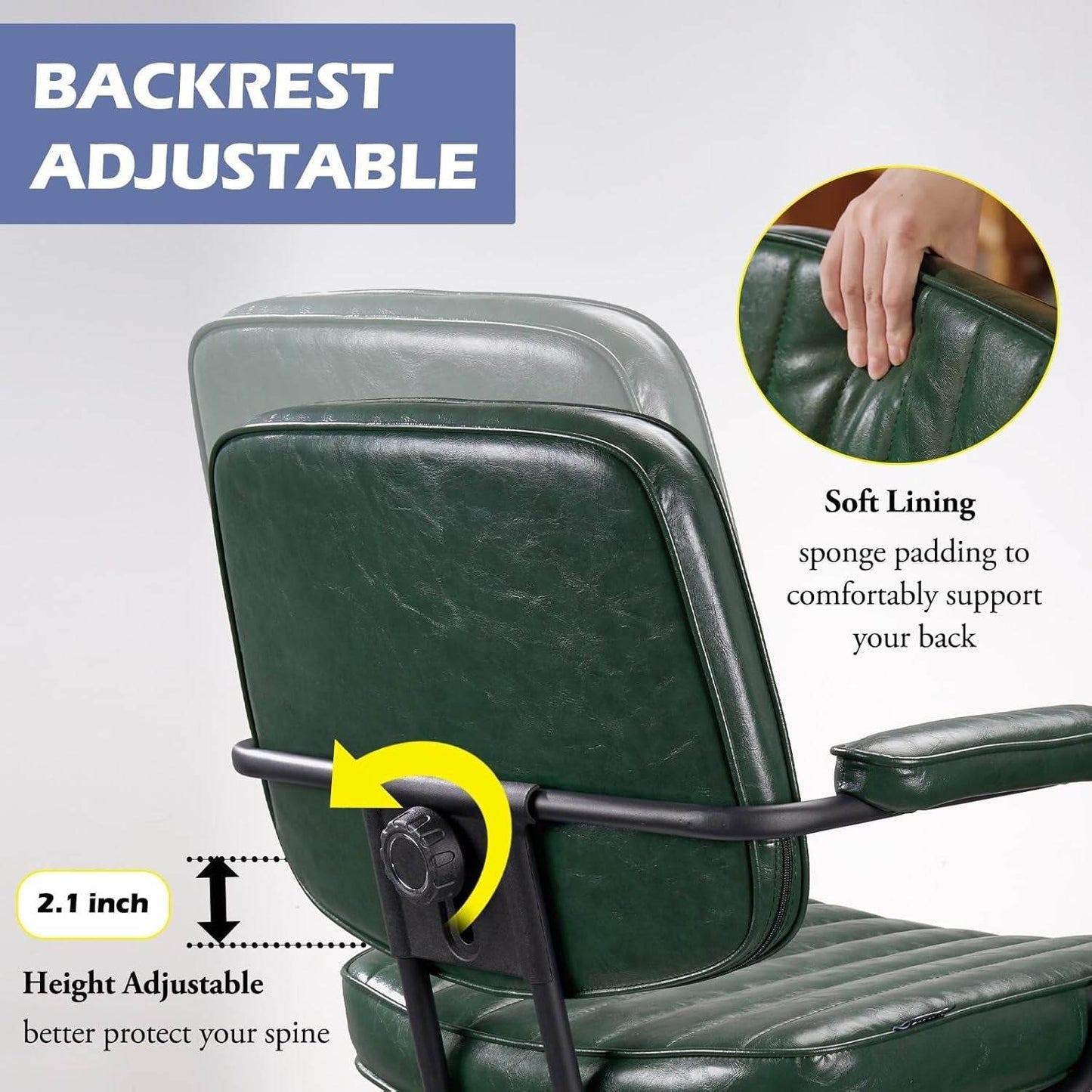 Mid Century Office Chair Leather Desk Chair in Green - Loft&Timber