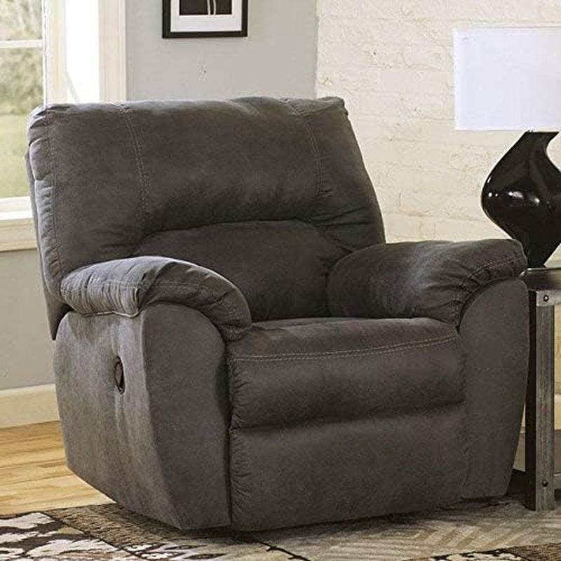 Tambo Faux Leather Manual Rocker Recliner, Gray - Loft&Timber