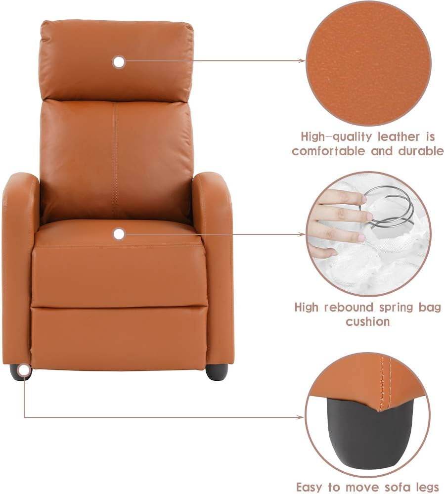 Recliner Chair for Living Room Reading Chair Home Theater Seating Reclining Chair Recliner Sofa Winback Chair Single Sofa Modern Easy Lounge with PU Leather Padded Seat Backrest - Loft&Timber