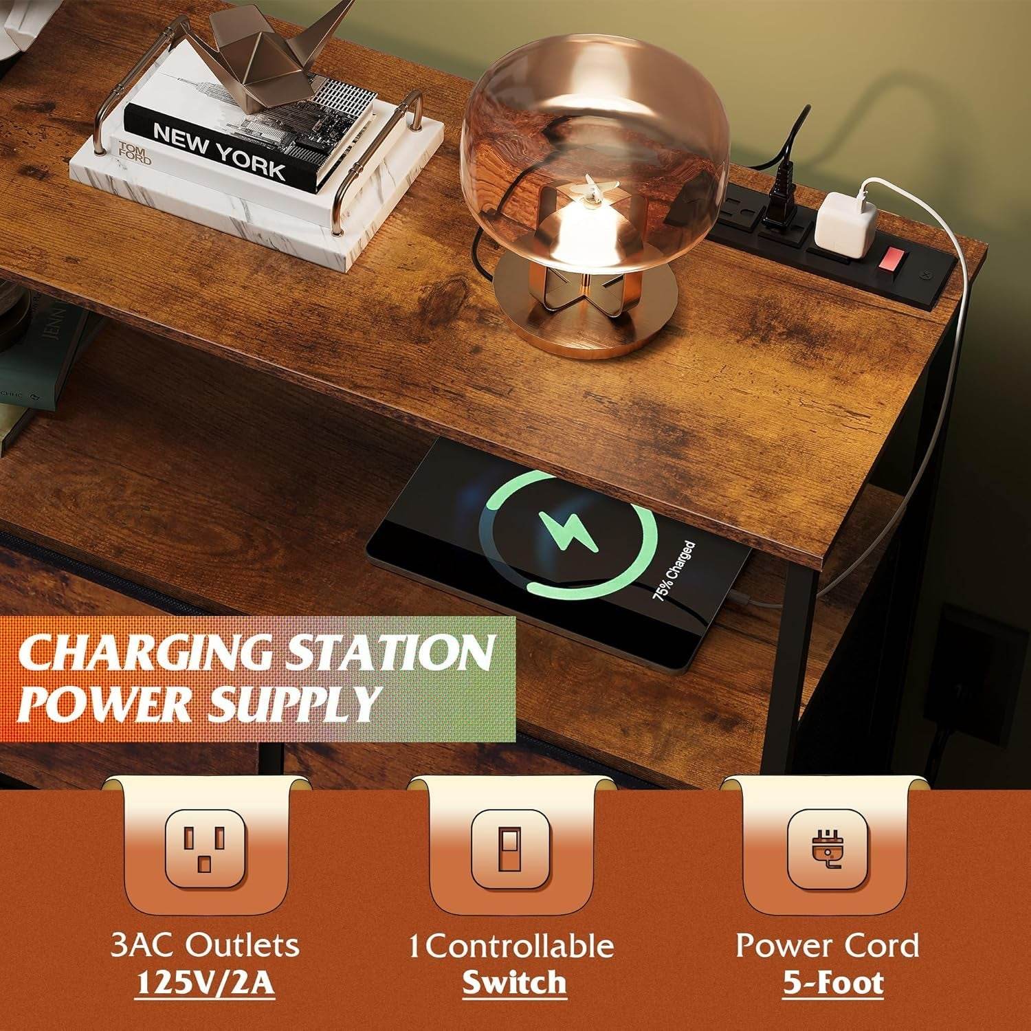 Dresser TV Stand with 5 Drawers in Rustic Brown - Loft&Timber