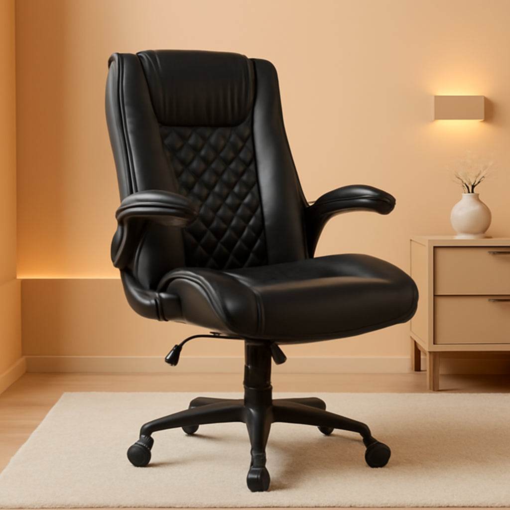 Executive Office Chair with Flip-Up Armrests in Black - Loft&Timber