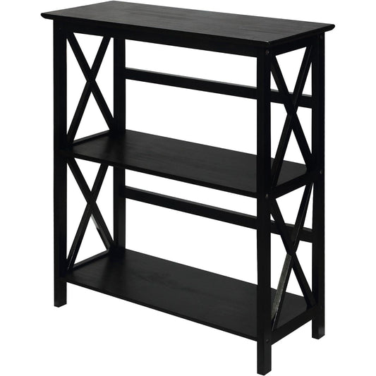 Montego 3-Shelf Bookcase, Black (New)-0