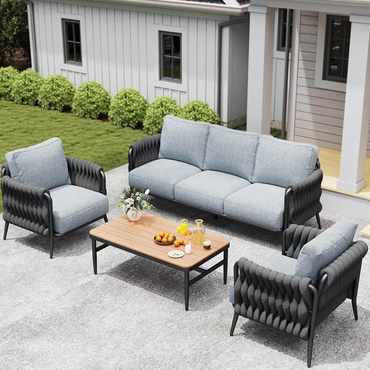Stylish Outdoor Patio Furniture Set with Waterproof Cushions - Loft&Timber