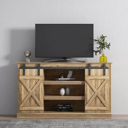 Rustic TV Stand with Sliding Barn Door - Loft&Timber