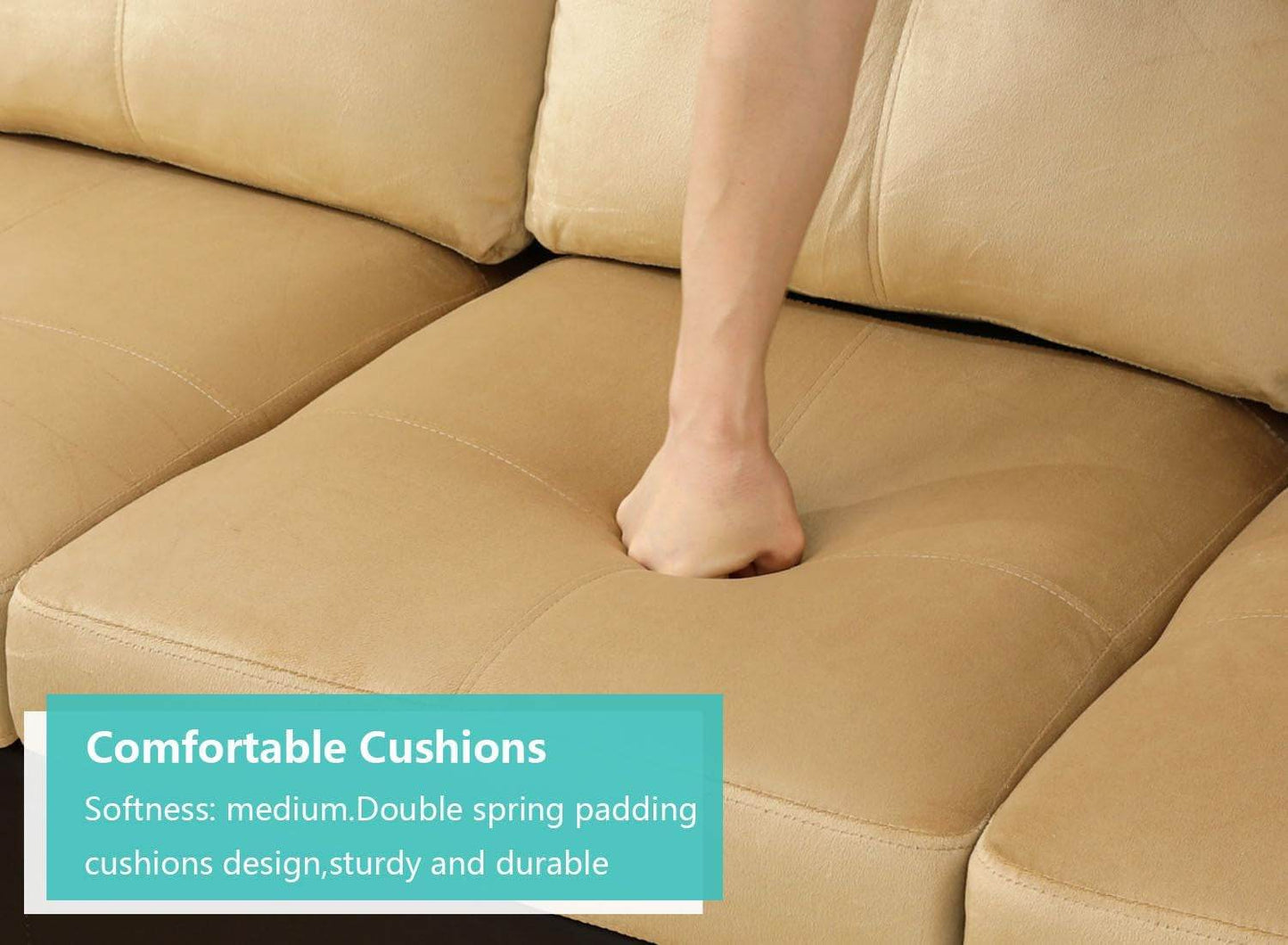 Beige Sectional Couch, 105 Inch Sectional Sofa L Shaped Couch with Storage Ottoman/Microfiber Fabric/Facing Right Chaise - Loft&Timber