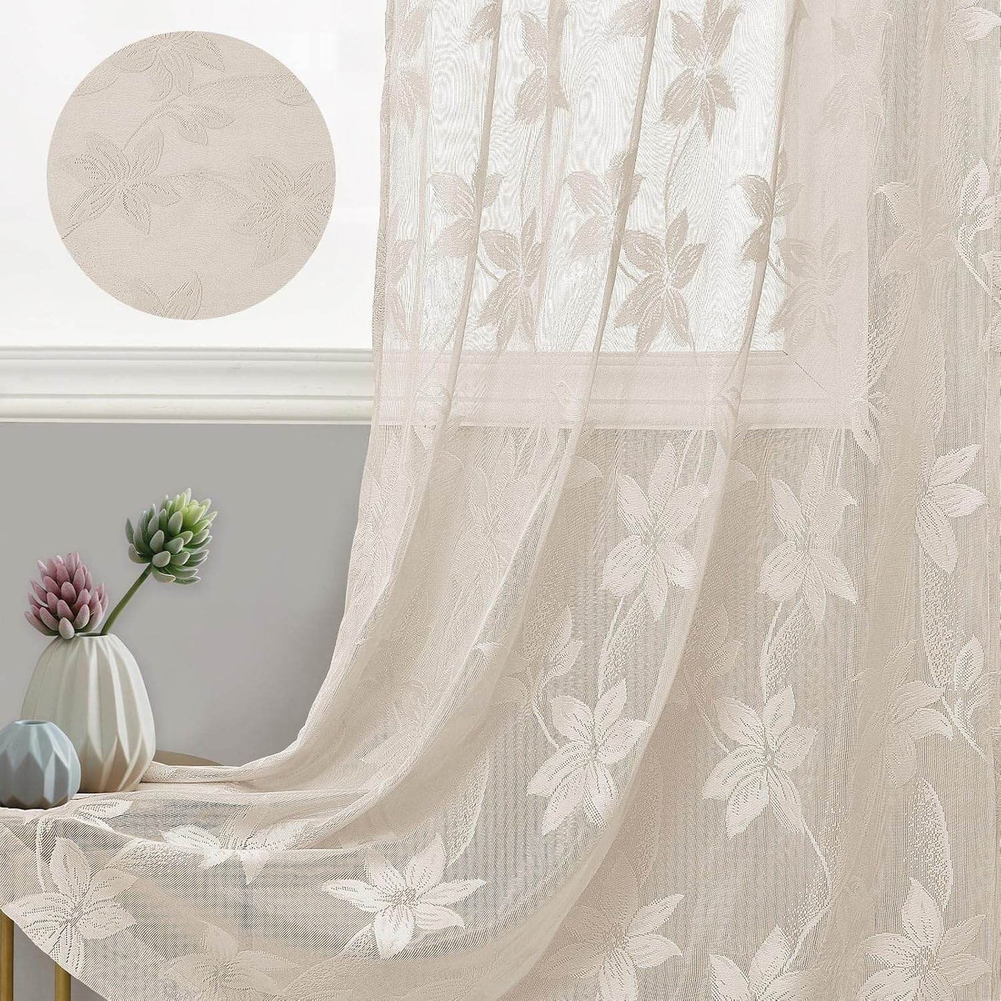 Custom Curtains: Lace Sheer Curtains, Set of 2 Panels - Loft&Timber