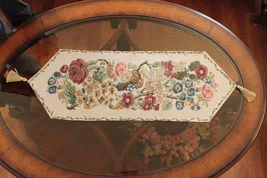 Tache Colorful Floral Country Rustic Morning Meadow Woven Table Runner - Loft&Timber