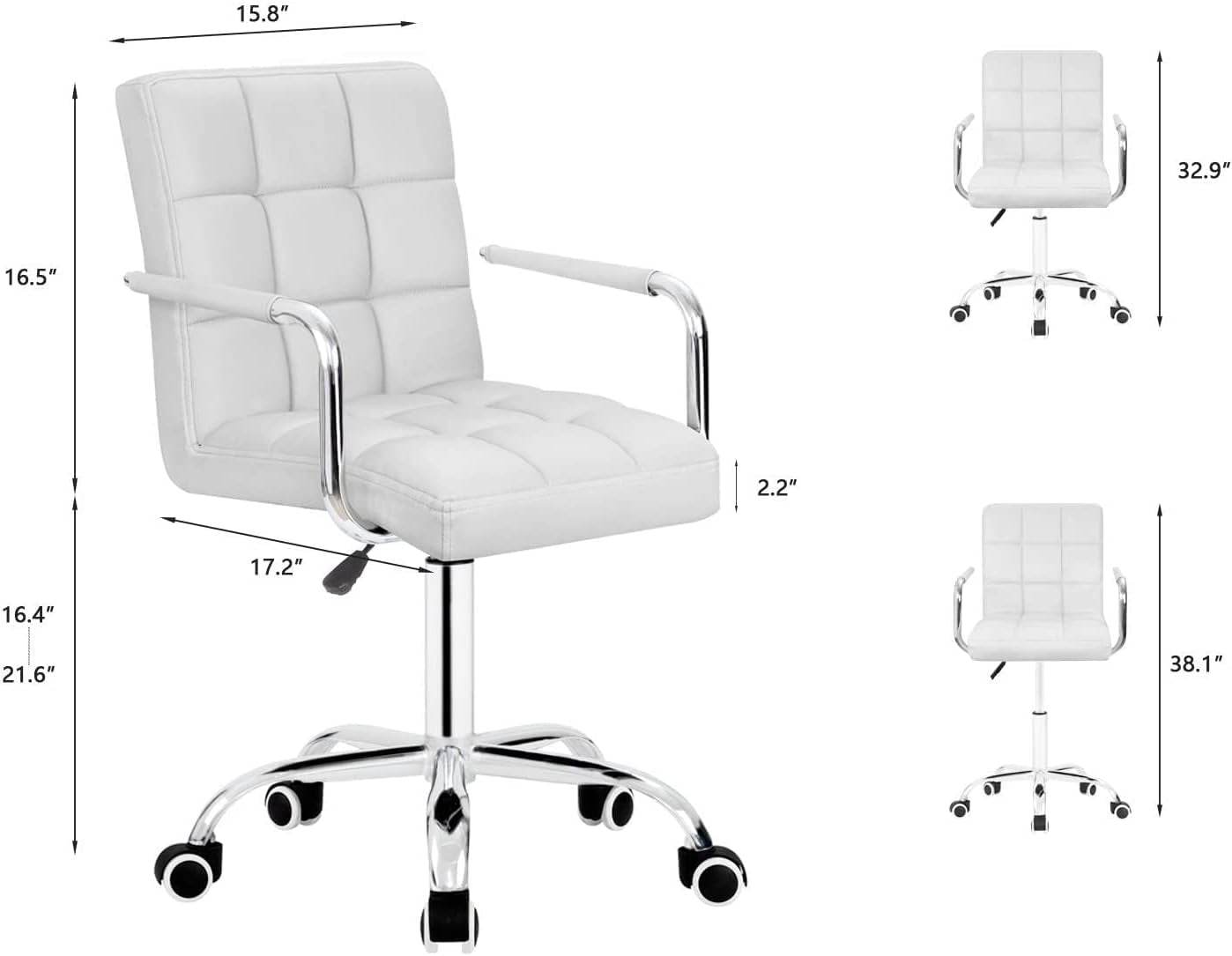 Modern Office Desk Chair with Wheels (White) - Loft&Timber