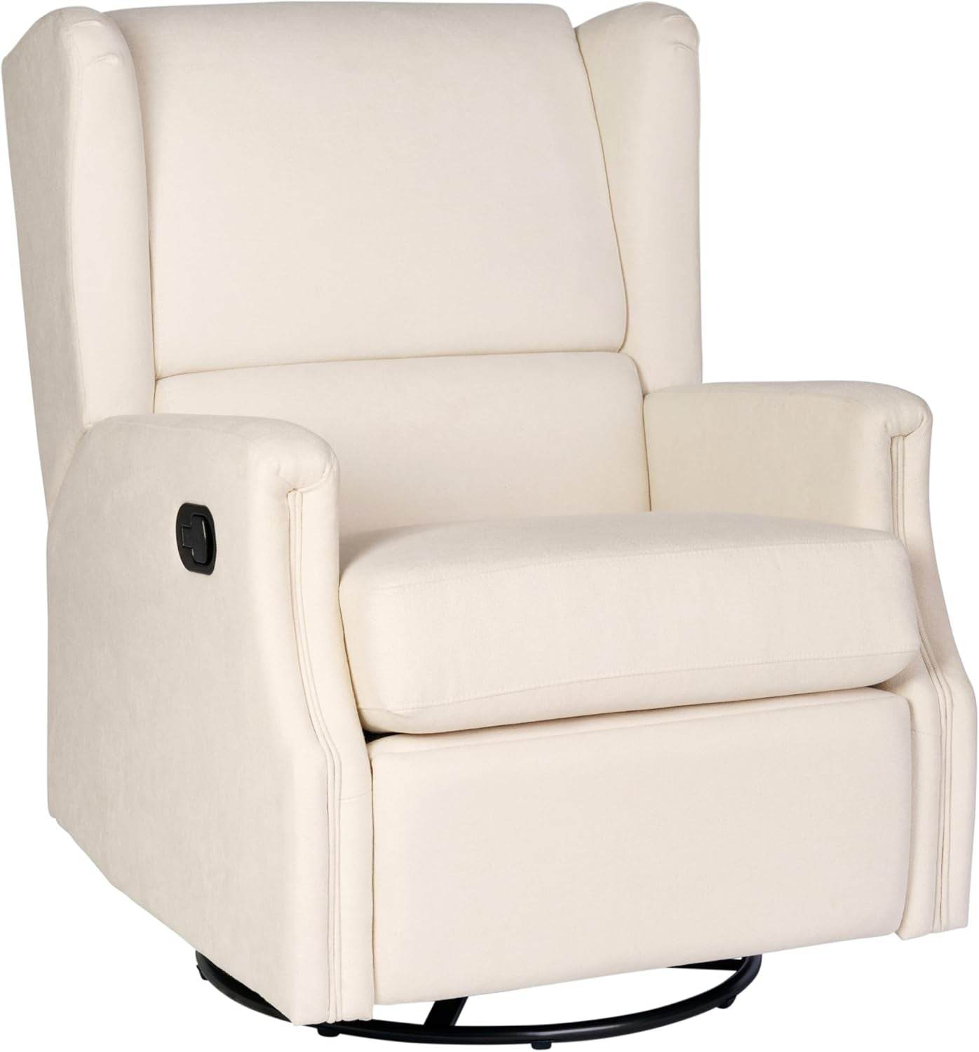 Omma Swivel Glider Rocking Recliner, Manual Wingback Recliner with 360 Degree Swivel, for Living Room, Bedroom, or Nursery, Upholstered, Cream - Loft&Timber