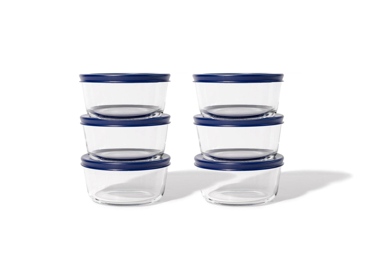 Glass Food Storage Containers - 12 Piece 4 Cup Set (6 Containers + 6 Lids) BPA-Free Lids - Loft&Timber