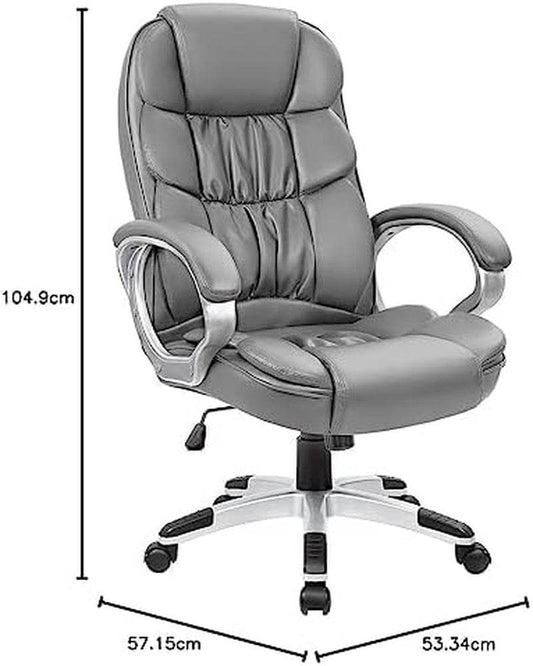 Office Chair High Back with Padded Armrests and Lumbar Support (Gray) - Loft&Timber