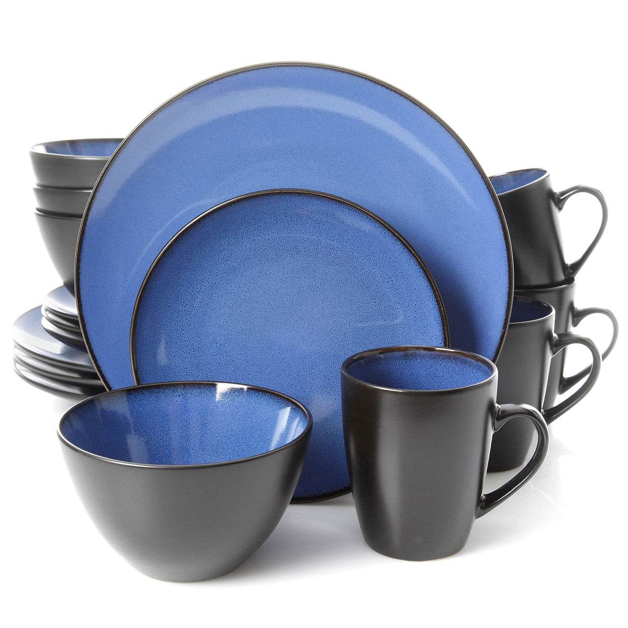 Gibson Elite Soho Lounge Round 16-Piece Dinnerware Set, Blue - Loft&Timber
