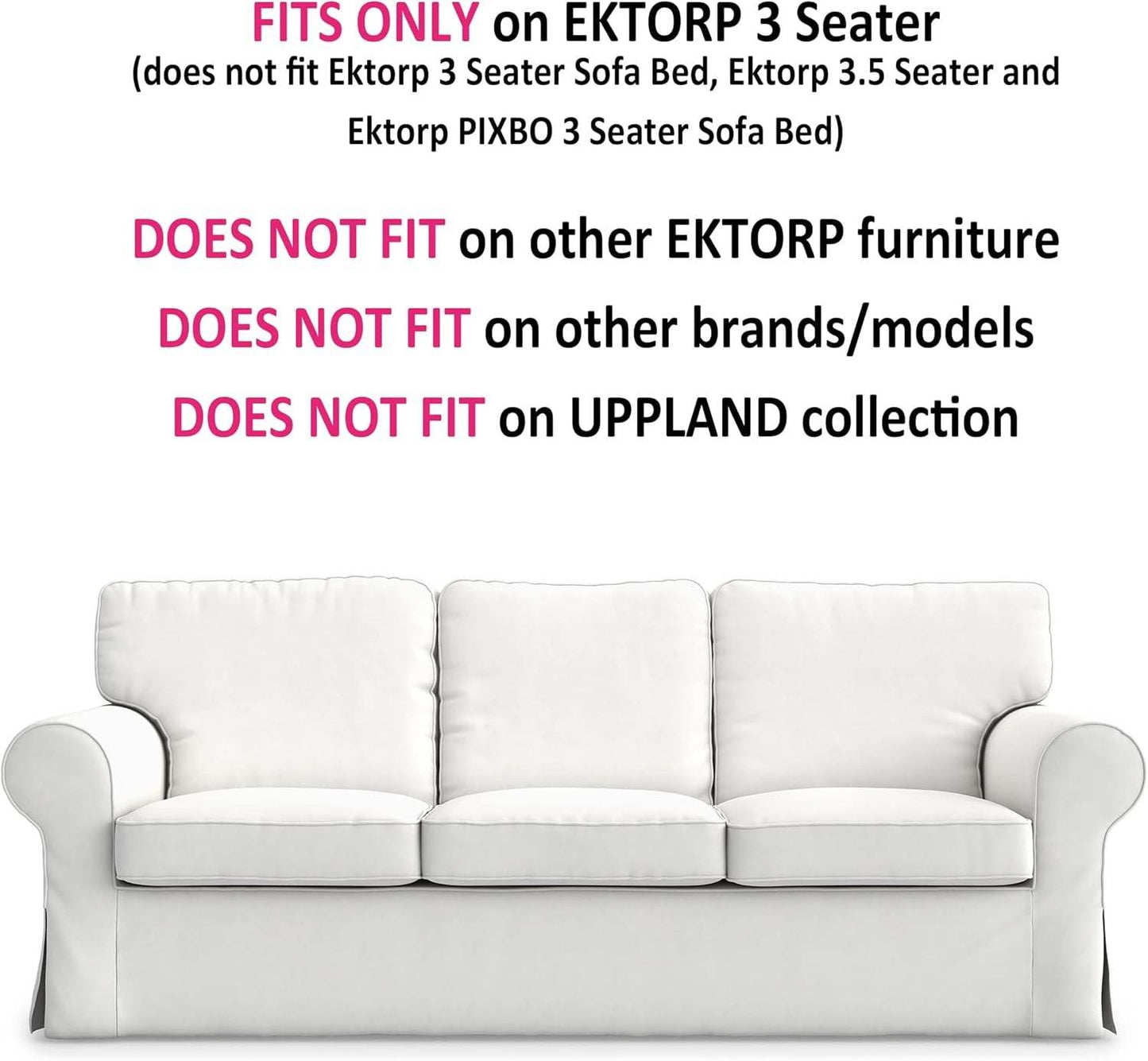 Cotton Ektorp 3 Seat Sofa Cover Slipcover Replacement Made for the IKEA Ektorp 3 Seat Sofa Cover(Cotton White)-Does NOT Fit Ektorp 3.5-Seat Sofa NOT Fit Uppland Series Sofa - Loft&Timber