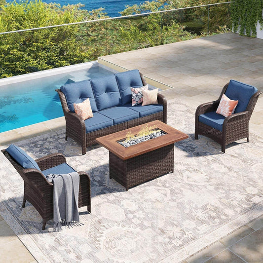 Outdoor Patio Furniture Set with Fire Pit Table - Loft&Timber