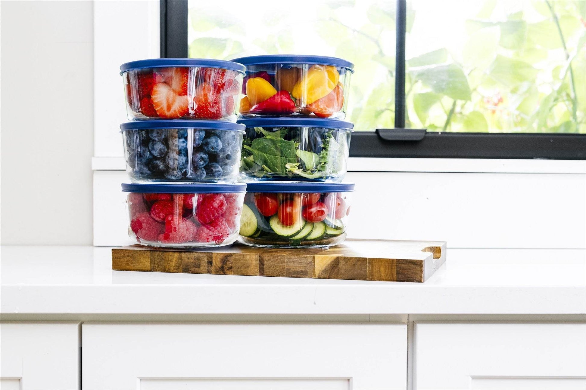 Glass Food Storage Containers - 12 Piece 2 Cup Set (6 Containers + 6 Lids) - Loft&Timber