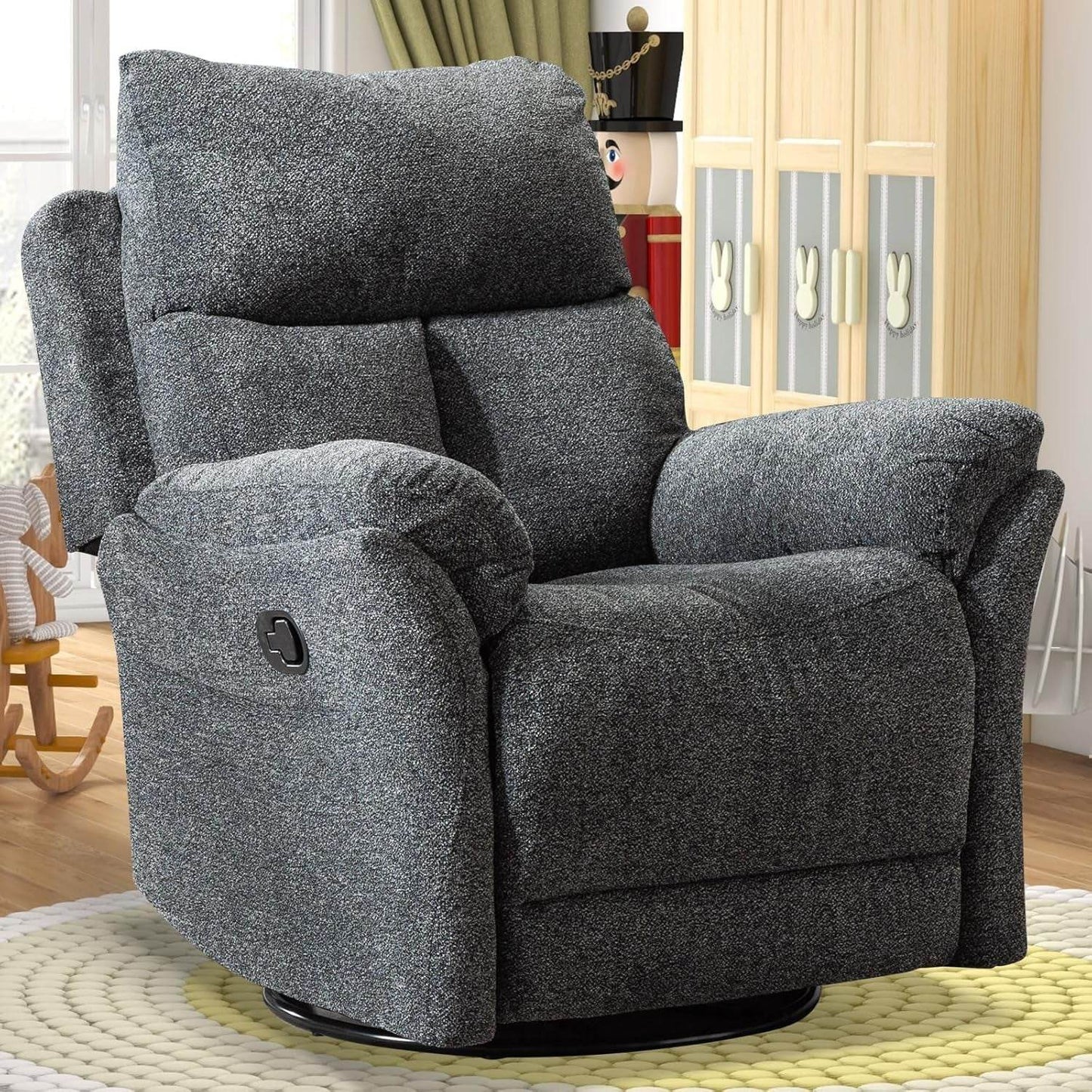 Swivel Rocker Recliner Chair in Gray - Loft&Timber