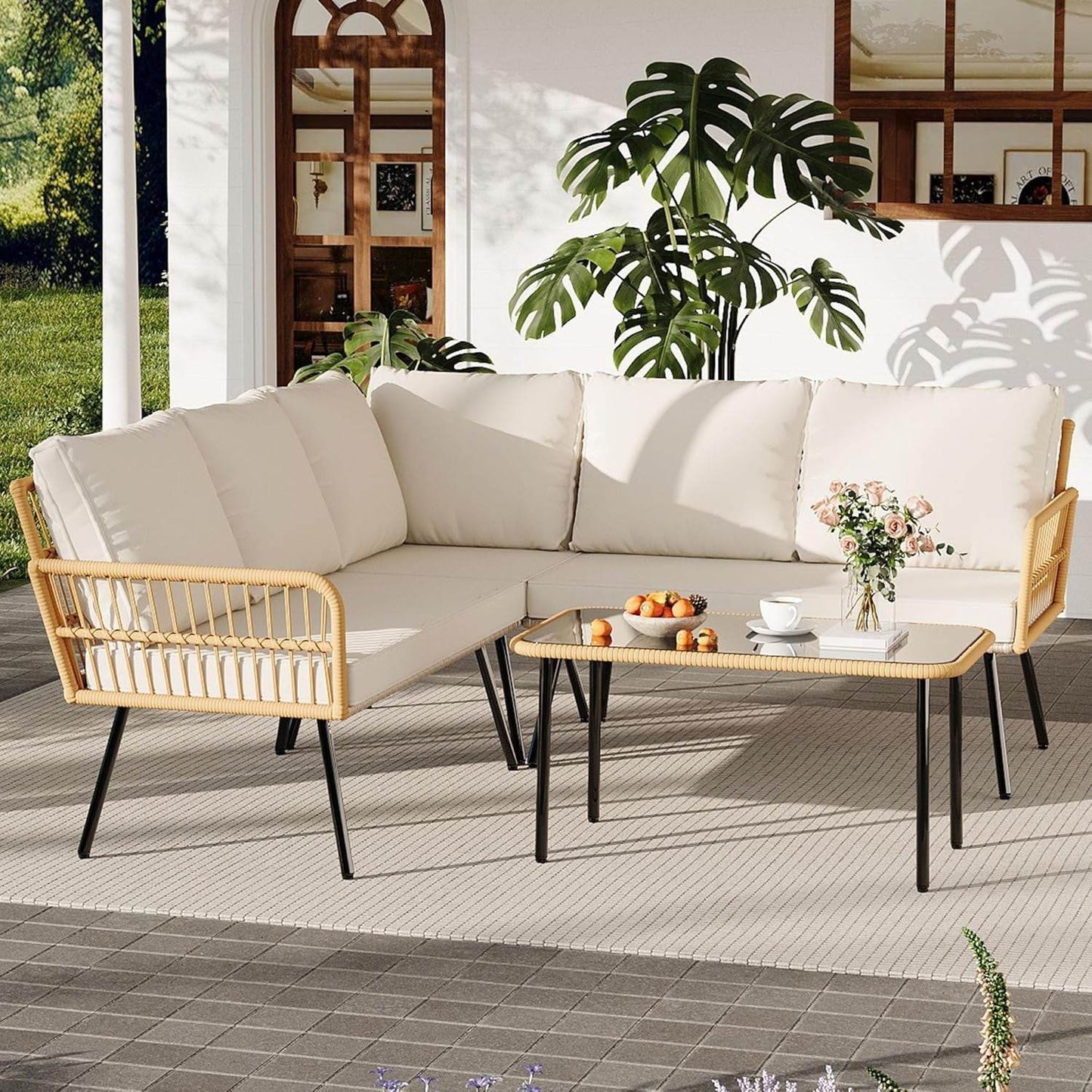 Wicker Patio Furniture Set with Cushions for Outdoor - Loft&Timber