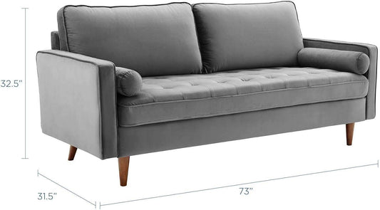 EEI-3764-GRY Valour Performance Velvet Sofa, Gray - Loft&Timber