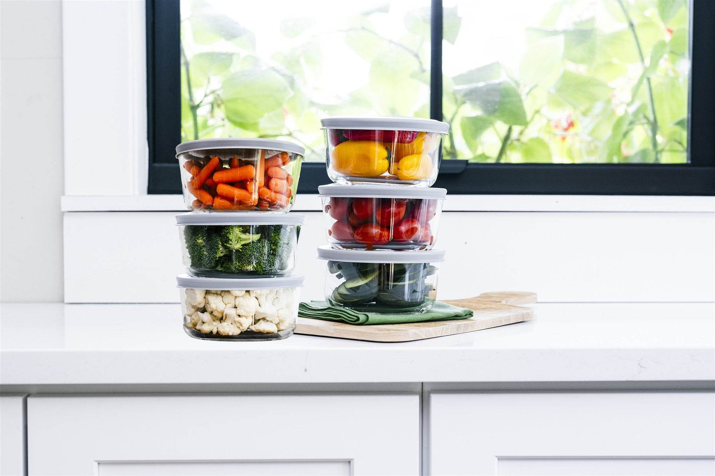 Glass Food Storage Containers - 12 Piece 2 Cup Set (6 Containers + 6 Lids) - Loft&Timber