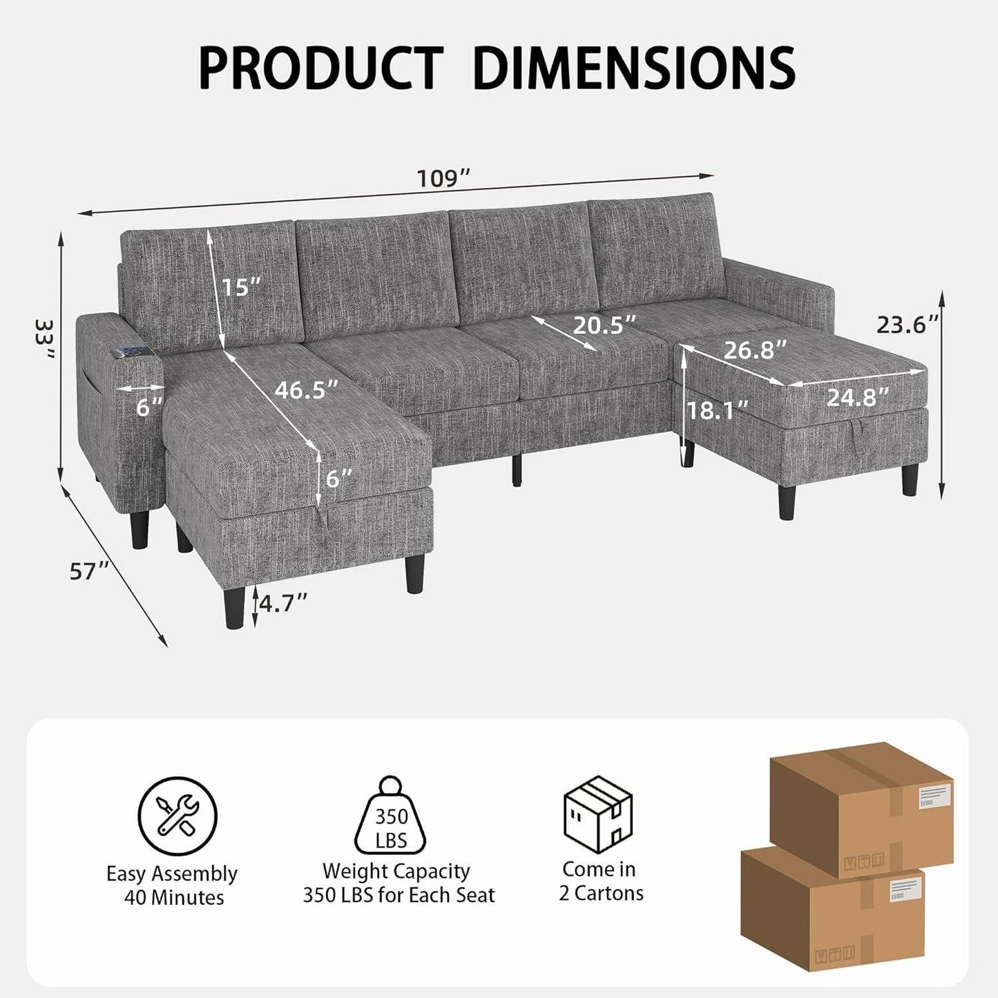Sectional Couches for Living Room - Loft&Timber