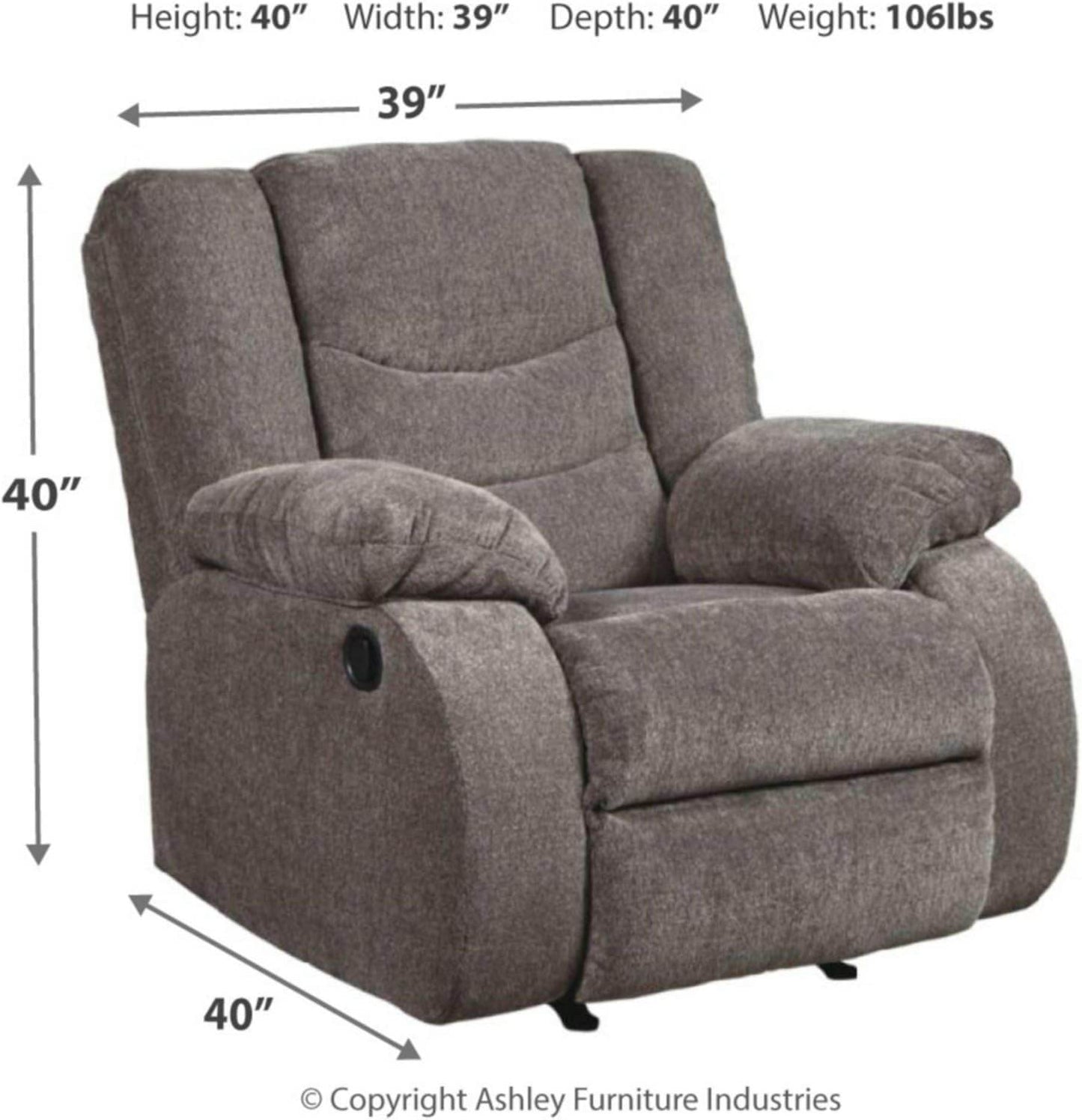 Tulen Modern Manual Pull Tab Rocker Recliner, Dark Gray - Loft&Timber