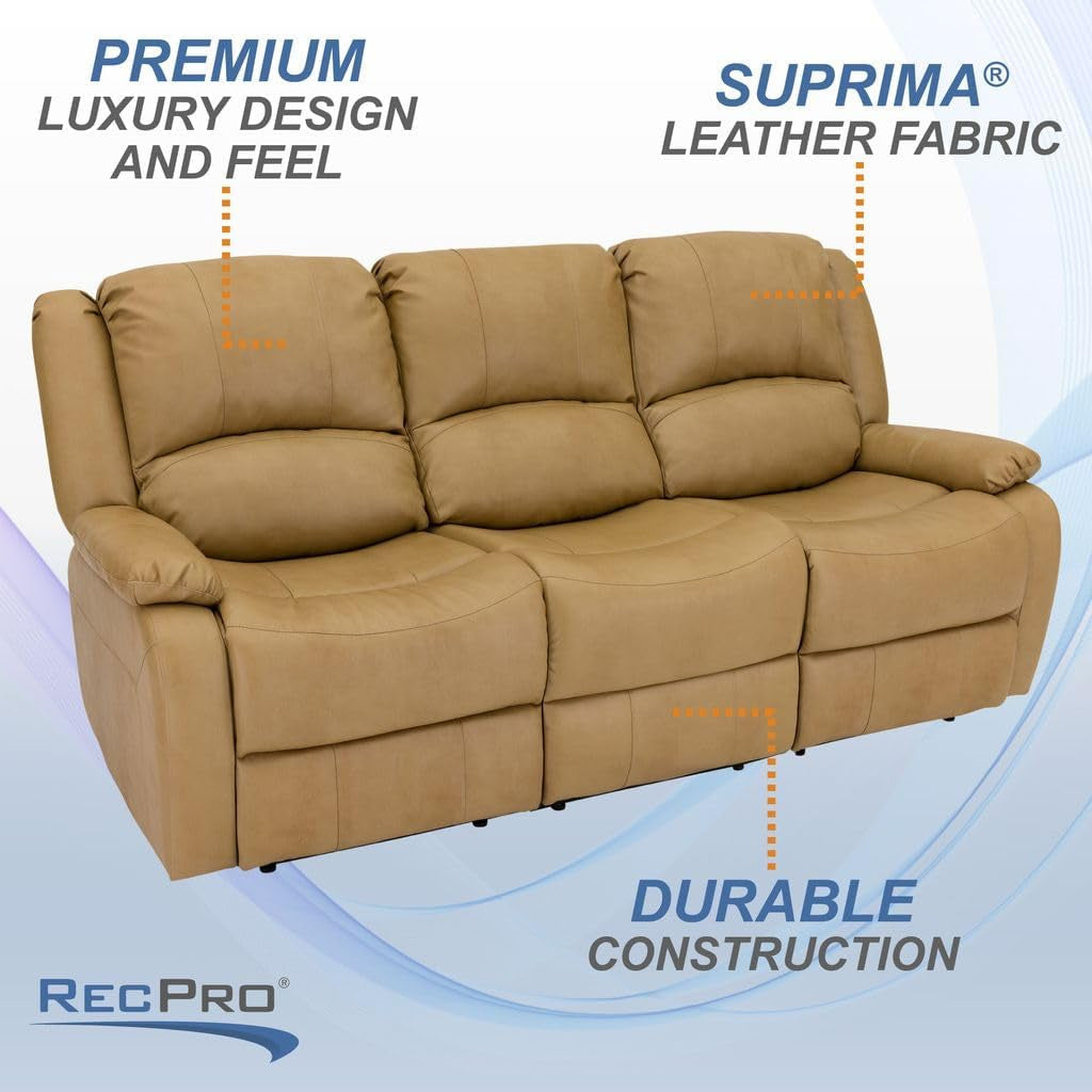 80" RV Triple Recliner Console, Wall Hugger, Toffee-3