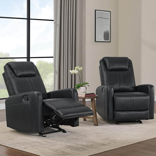 Leather Recliner Chair Faux Reclining Sofa Lazy Boy Glider Rocking Function with Armrest - Loft&Timber