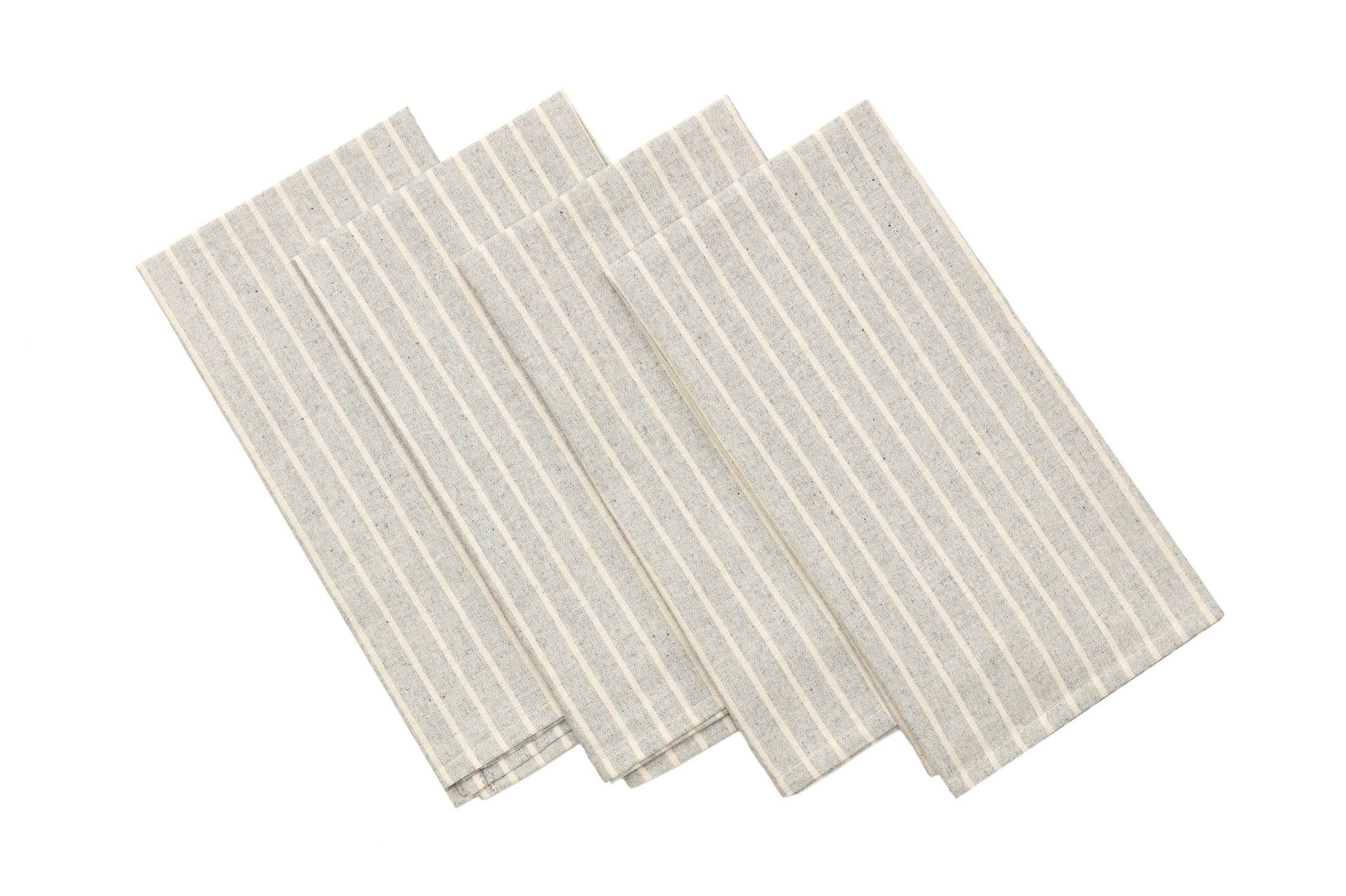Cloth Napkins - Grey Striped and Natural Striped - Loft&Timber