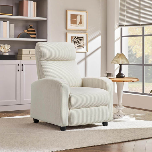 Corduroy Recliner Chair in Beige - Loft&Timber