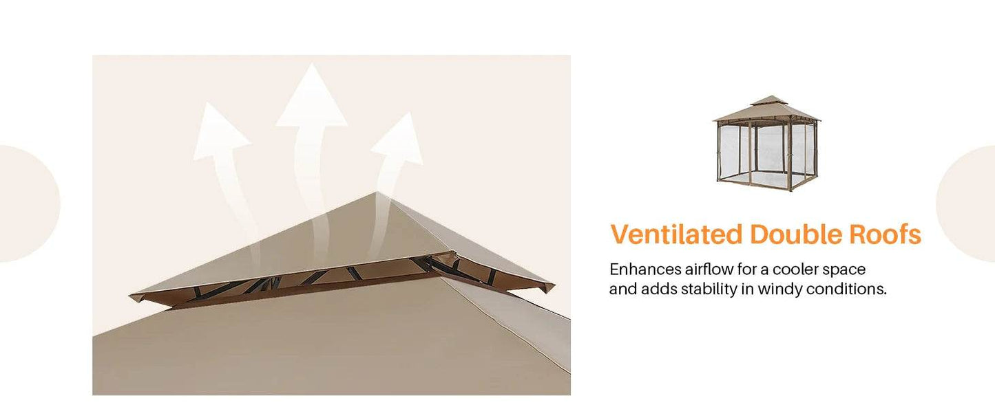 SeeHill 10' x 10' Gazebo with Steel Frame and Double Roof - Loft&Timber