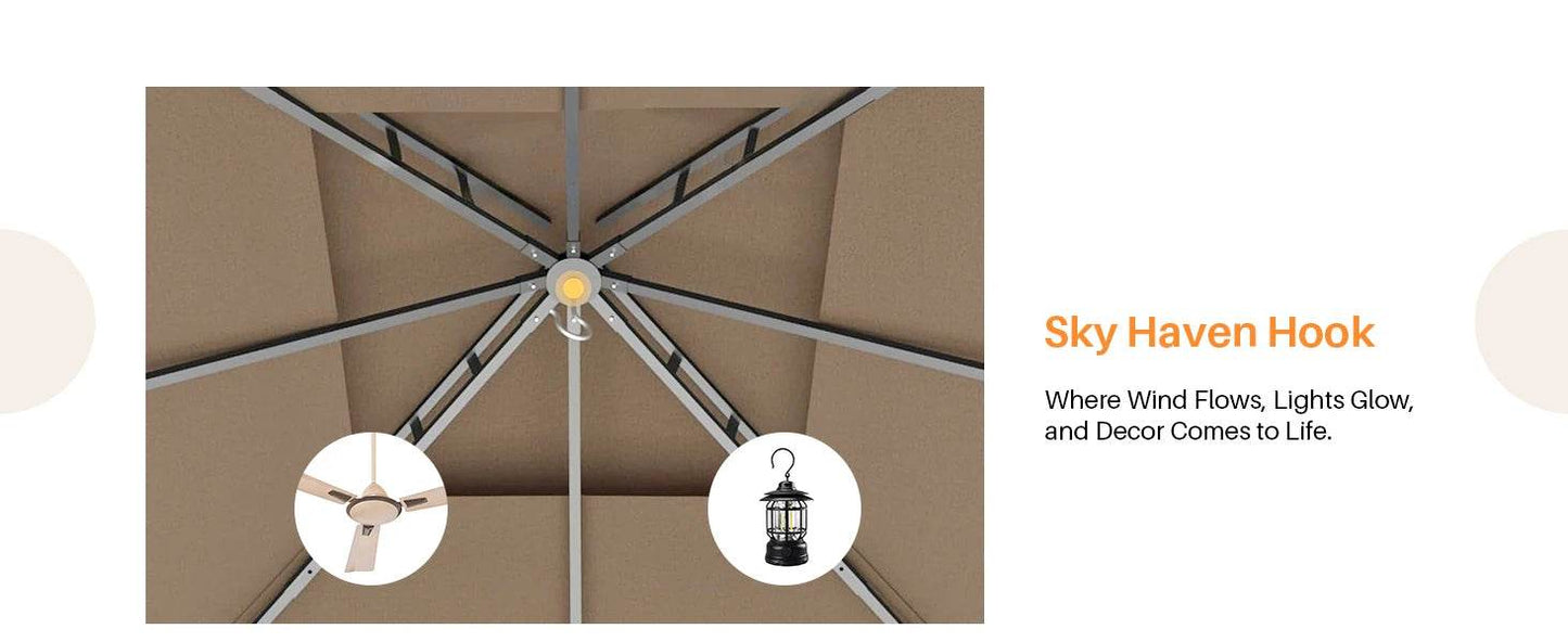 SeeHill 10' x 10' Gazebo with Steel Frame and Double Roof - Loft&Timber