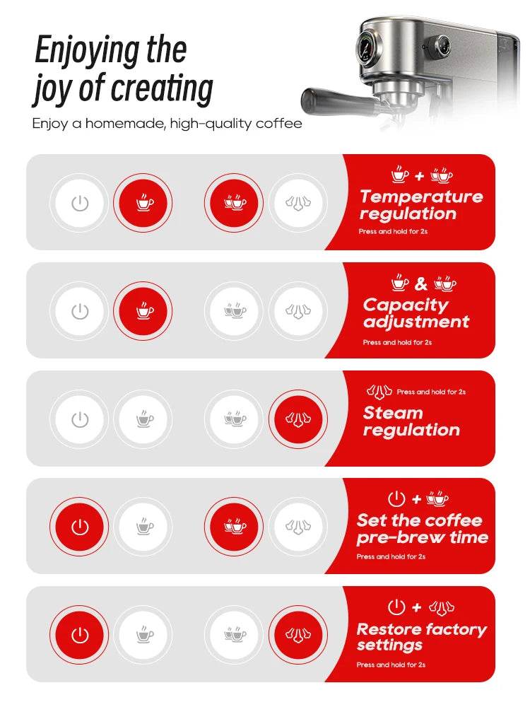 HiBREW 20Bar Semi Automatic Espresso Coffee Machine - Loft&Timber