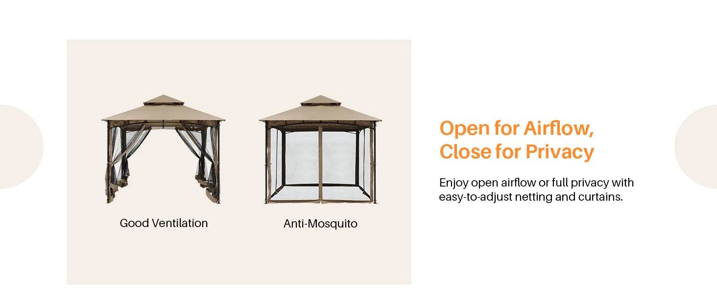 SeeHill 10' x 10' Gazebo with Steel Frame and Double Roof - Loft&Timber