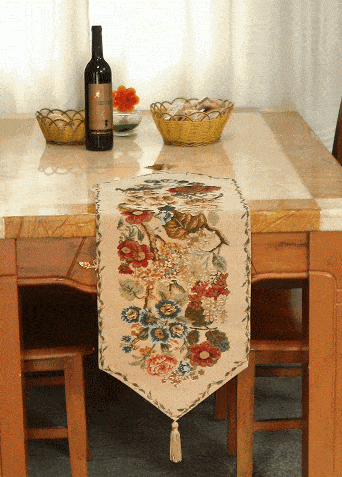 Tache Colorful Floral Country Rustic Morning Meadow Woven Table Runner (3098)-0