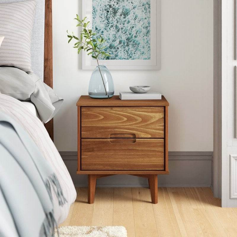 FarmHouse 2 Drawer Solid Wood Nightstand Medium Brown - Loft&Timber