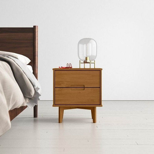 Farmhouse 2 Drawer Solid Wood Nightstand Medium Brown - Loft&Timber