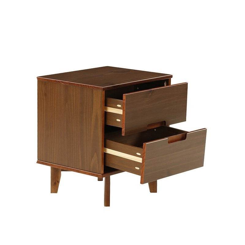 FarmHouse 2 Drawer Solid Wood Nightstand Walnut - Loft&Timber