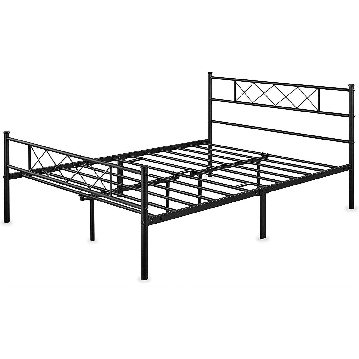 Full Size Traditional Powder Coated Slatted Metal Platform Bed - Loft&Timber