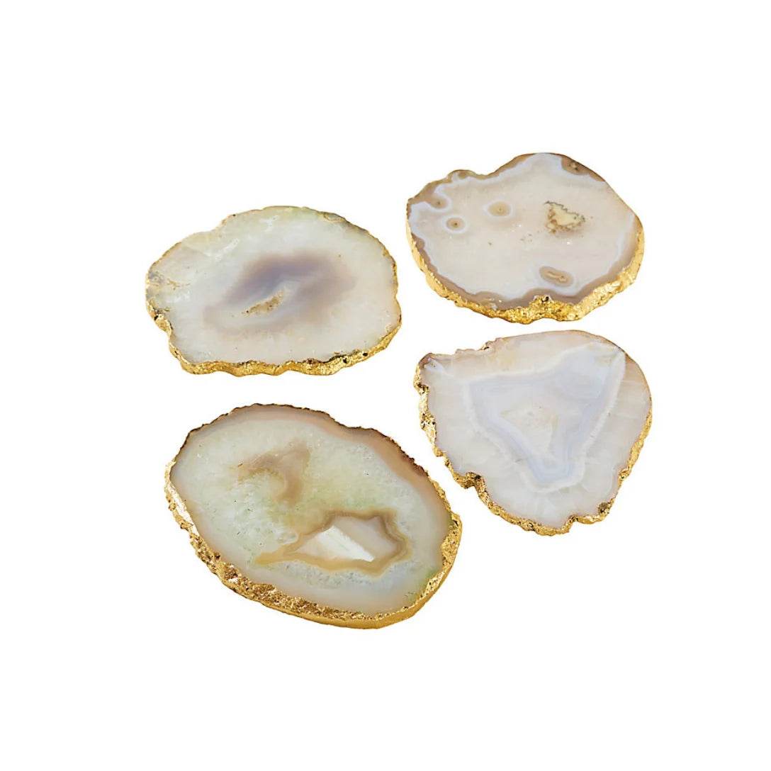 Gilded Stone Coasters Set of 4 Gold Trim - Loft&Timber