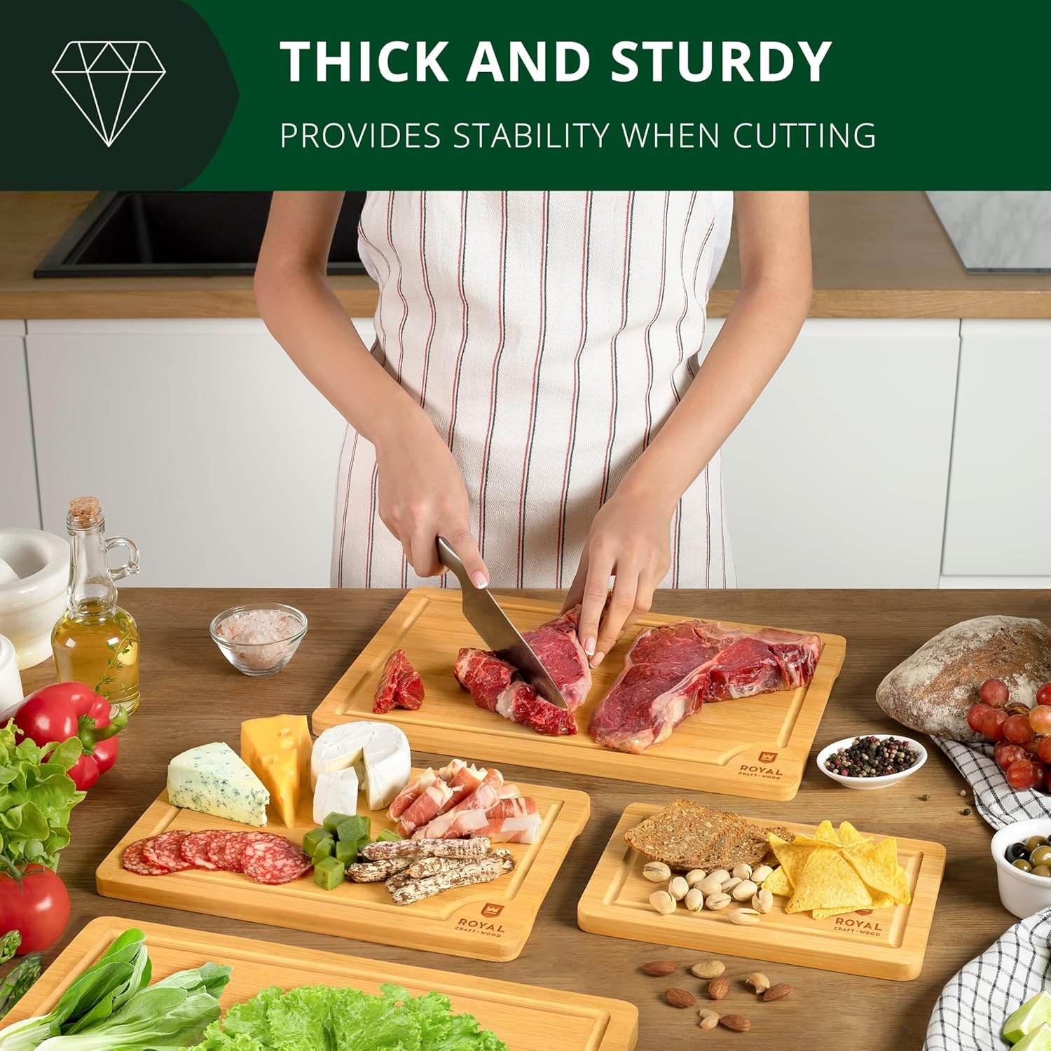 Cutting Board Set of 4, Bamboo - Loft&Timber