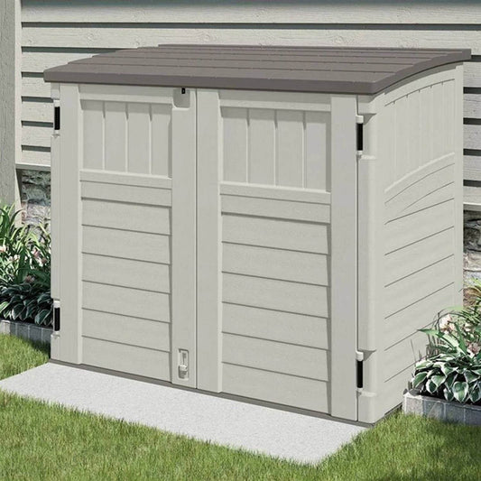 Cream Beige and Grey Outdoor Heavy Duty Plastic Garbage Bin Trash Can Storage Shed - Loft&Timber