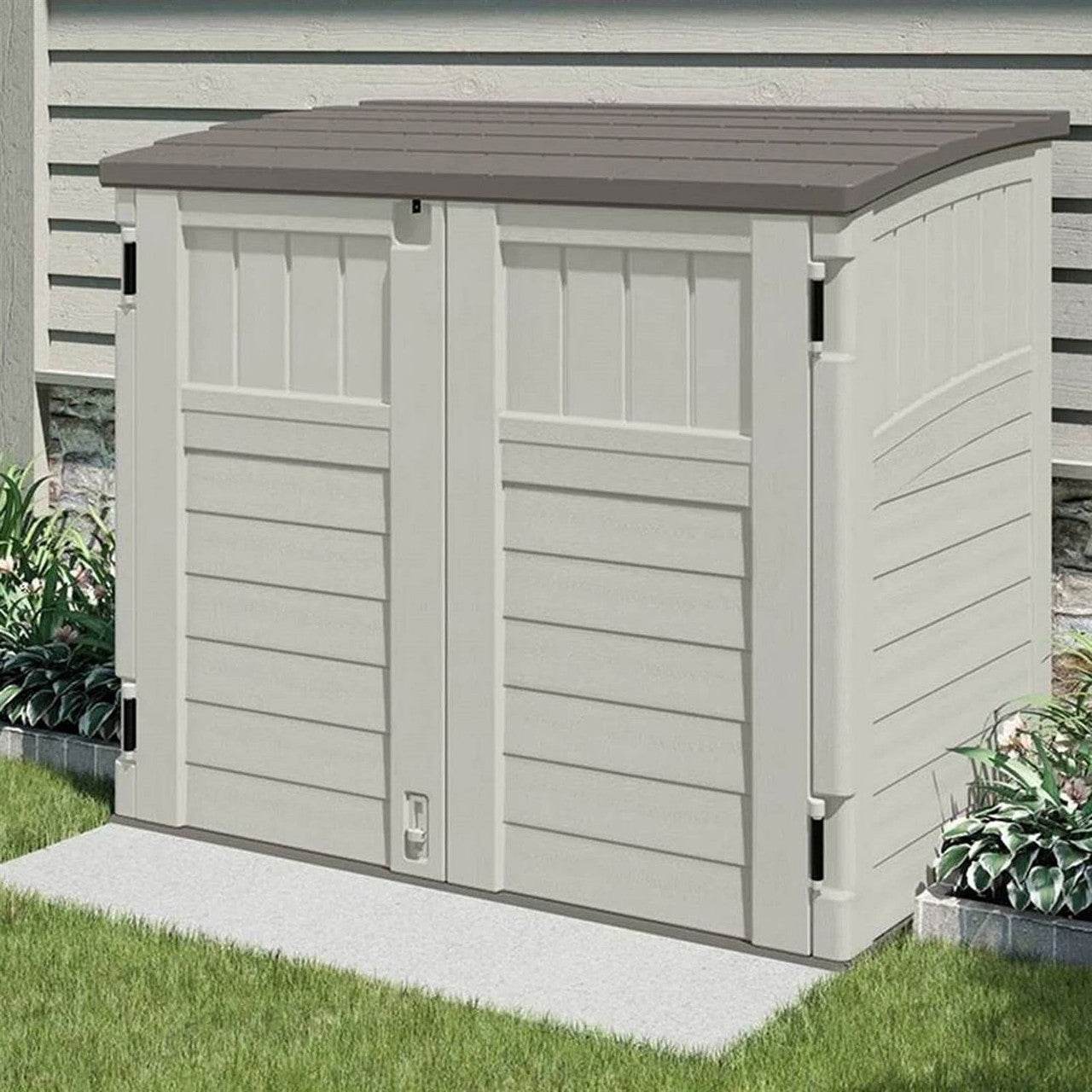 Cream Beige and Grey Outdoor Heavy Duty Plastic Garbage Bin Trash Can Storage Shed - Loft&Timber