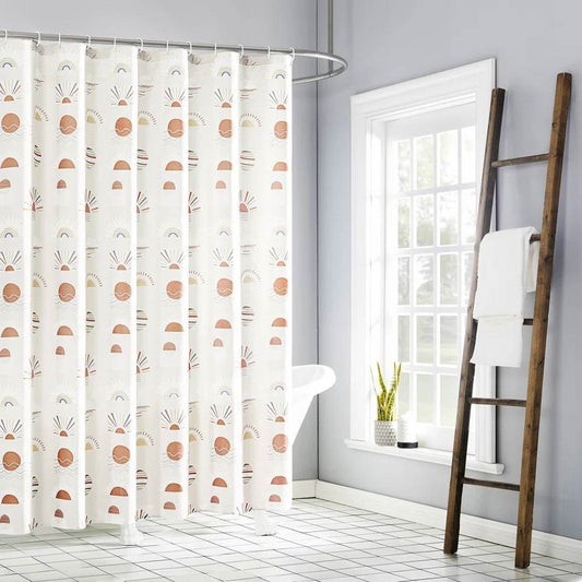 72-inch Cream White Orange Sunset Bohemian Pattern Shower Curtain - Loft&Timber
